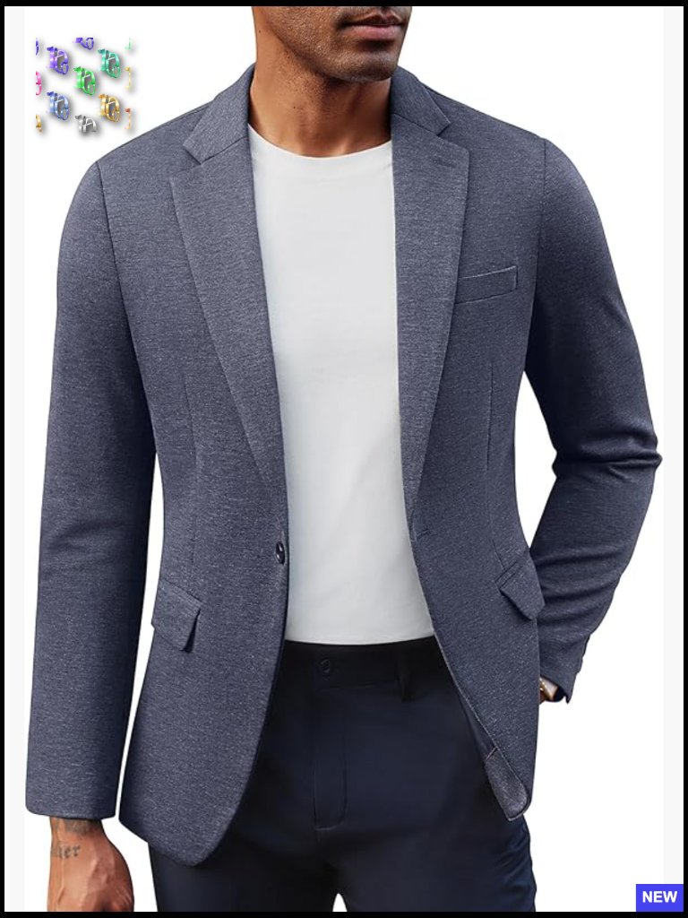 Casual Knit Sport Coat Slim Fit Blazer Notch Lapel One Button Lightweight